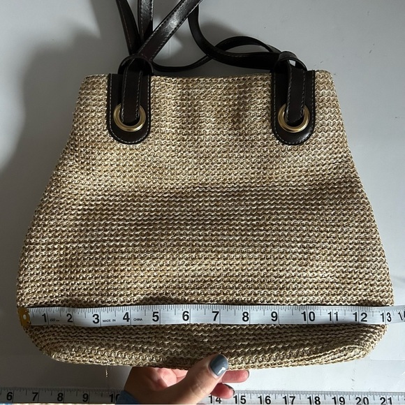 Amanda smith Woven Straw Shoulder Bag Beige with Brown Leather Straps - Picture 12 of 12